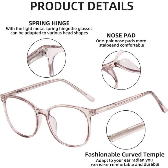 Blue Light Blocking Glasses Fashion Round TR90 Frame Transparent Eyewear